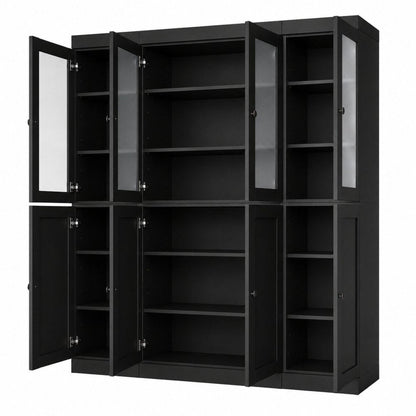 72" Black Solid Wood 8 Pantry Or Storage Closet HomeRoots