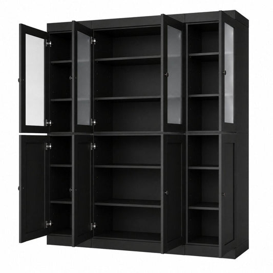 72" Black Solid Wood 8 Pantry Or Storage Closet HomeRoots