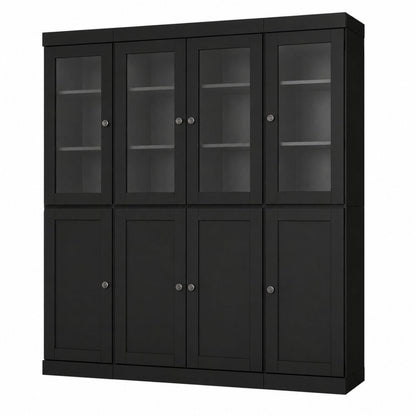 72" Black Solid Wood 8 Pantry Or Storage Closet HomeRoots