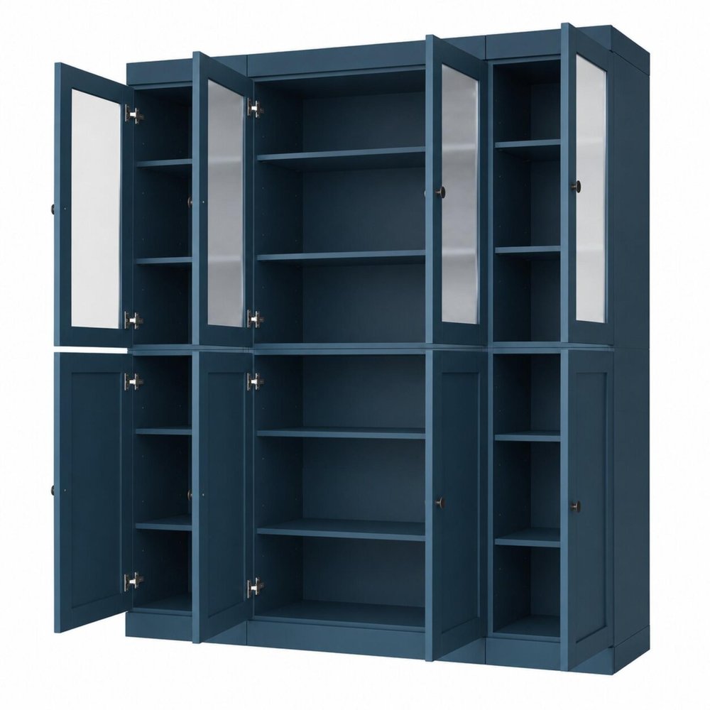 72" Teal Blue Solid Wood 8 Pantry Or Storage Closet HomeRoots