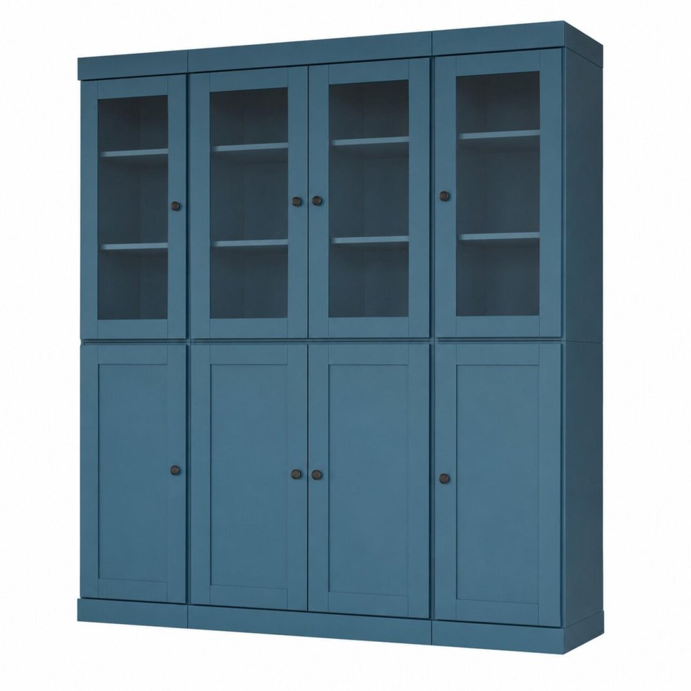 72" Teal Blue Solid Wood 8 Pantry Or Storage Closet HomeRoots