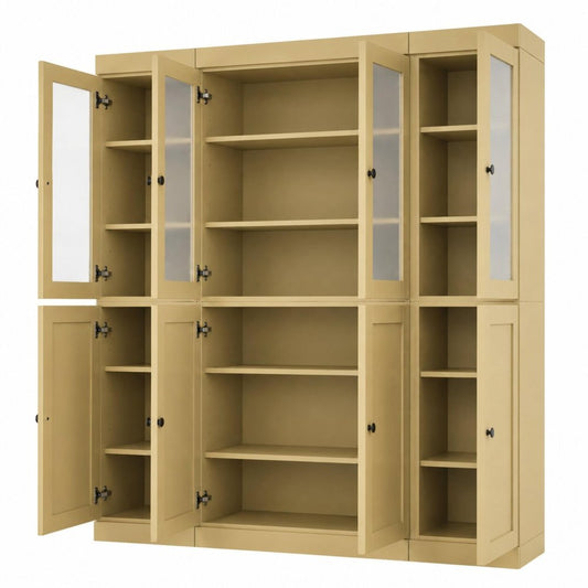 72" Yellow Solid Wood 8 Pantry Or Storage Closet HomeRoots