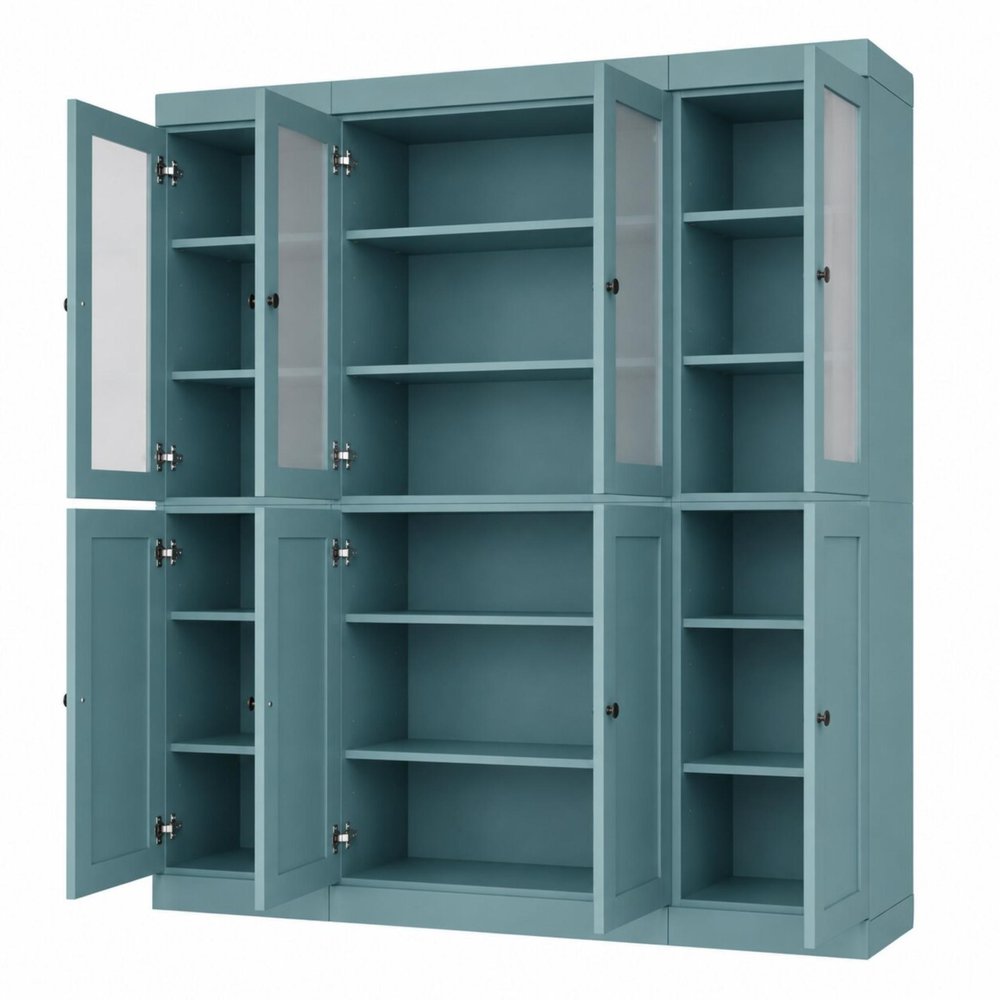72" Aqua Solid Wood 8 Pantry Or Storage Closet HomeRoots