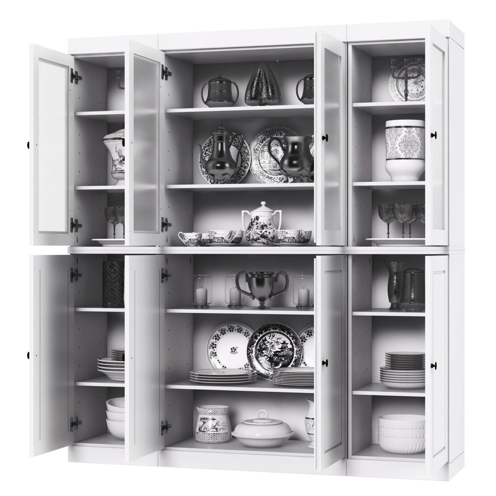 72" White Solid Wood 8 Pantry Or Storage Closet — view 1