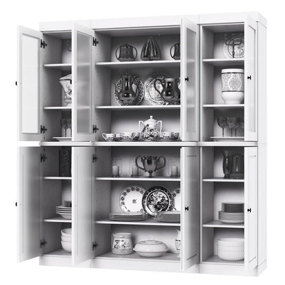 72" White Solid Wood 8 Pantry Or Storage Closet