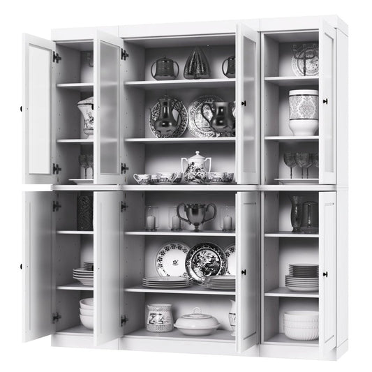72" White Solid Wood 8 Pantry Or Storage Closet