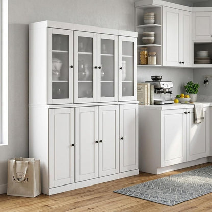 72" White Solid Wood 8 Pantry Or Storage Closet HomeRoots