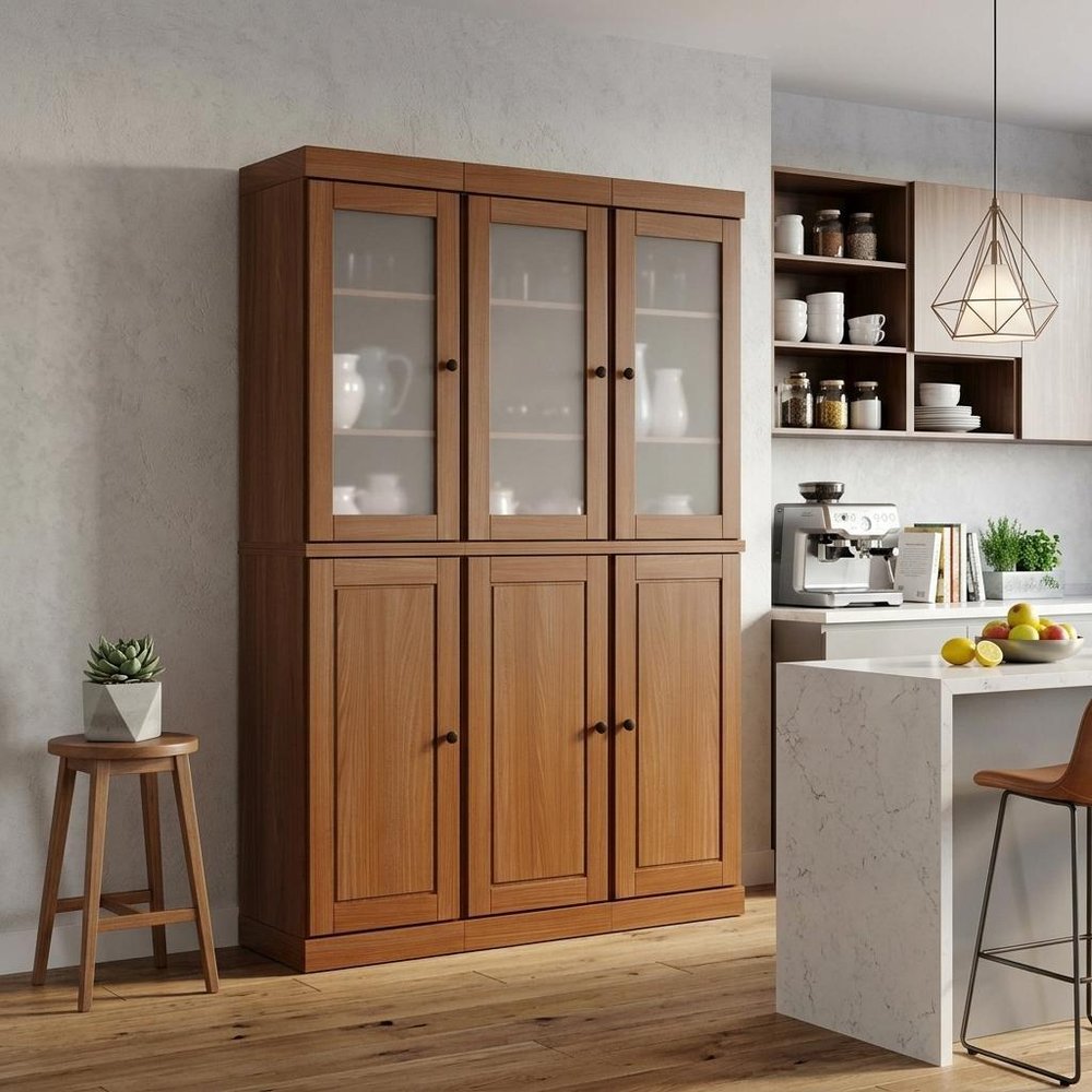 72" Coffee Solid Wood 8 Pantry Or Storage Closet HomeRoots