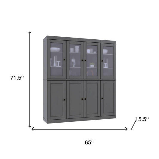 72" Gray Solid Wood 8 Pantry Or Storage Closet HomeRoots
