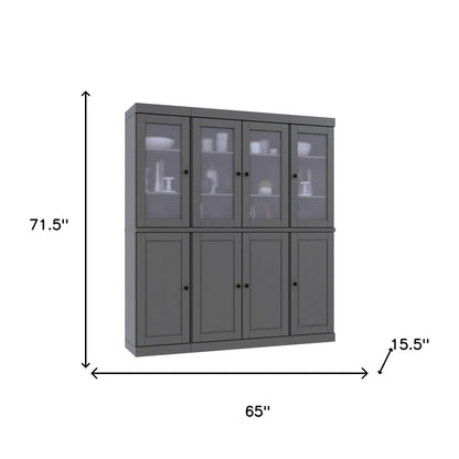 72" Gray Solid Wood 8 Pantry Or Storage Closet