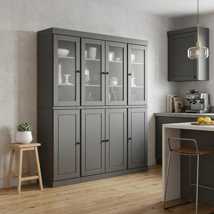 72" Gray Solid Wood 8 Pantry Or Storage Closet HomeRoots