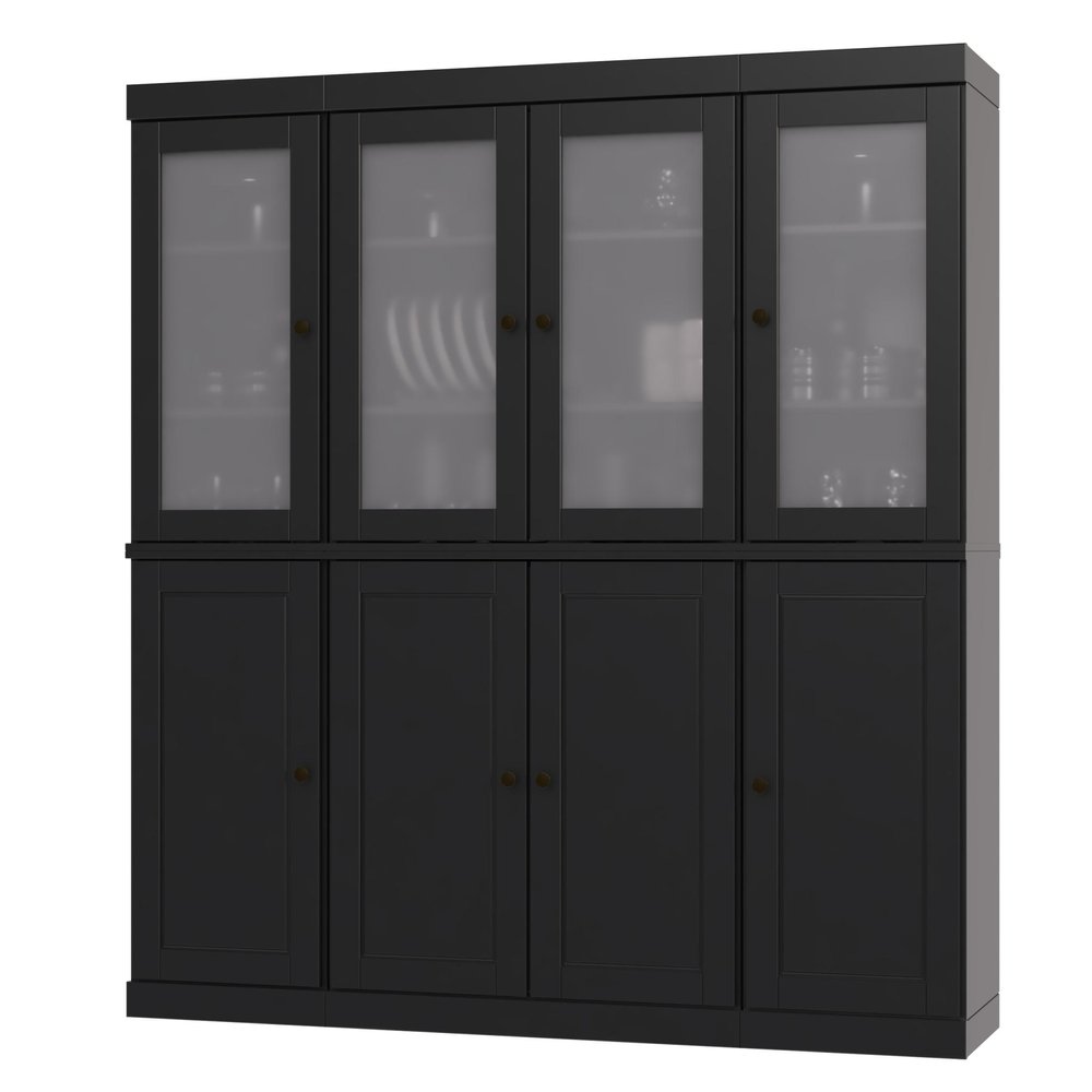 72" Black Solid Wood 8 Pantry Or Storage Closet HomeRoots