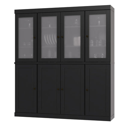 72" Black Solid Wood 8 Pantry Or Storage Closet HomeRoots