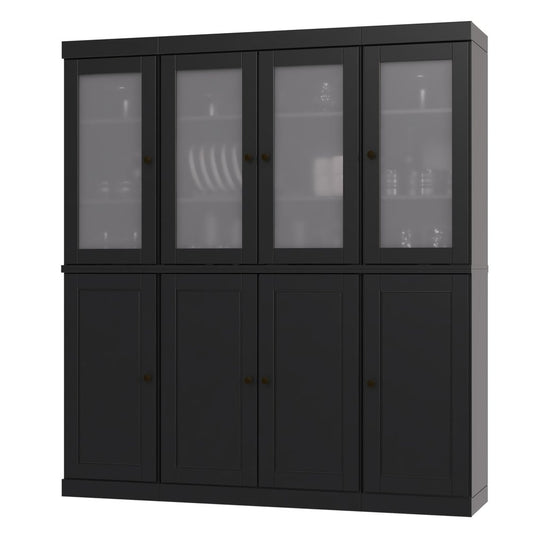 72" Black Solid Wood 8 Pantry Or Storage Closet HomeRoots