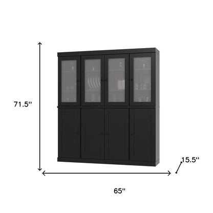 72" Black Solid Wood 8 Pantry Or Storage Closet HomeRoots