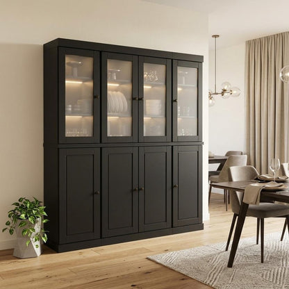 72" Black Solid Wood 8 Pantry Or Storage Closet HomeRoots