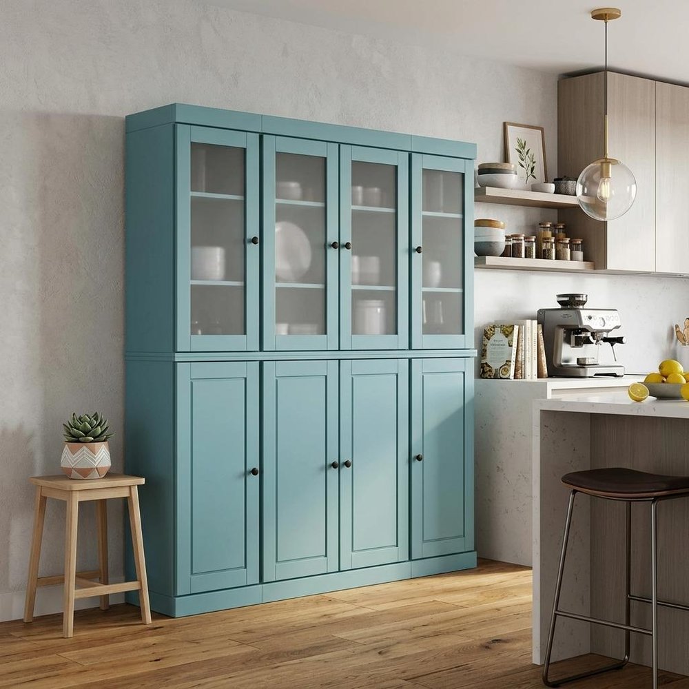 72" Aqua Solid Wood 8 Pantry Or Storage Closet — view 2