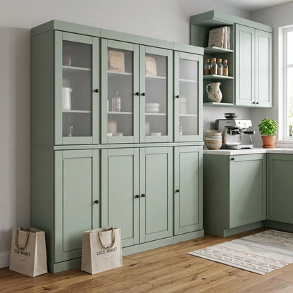 72" Sage Solid Wood 8 Pantry Or Storage Closet HomeRoots