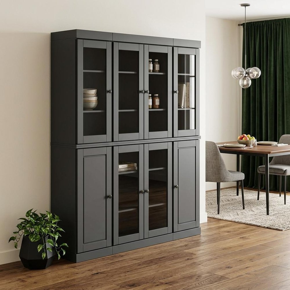 72" Gray Solid Wood 8 Pantry Or Storage Closet — view 3