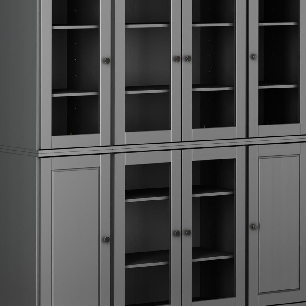 72" Gray Solid Wood 8 Pantry Or Storage Closet