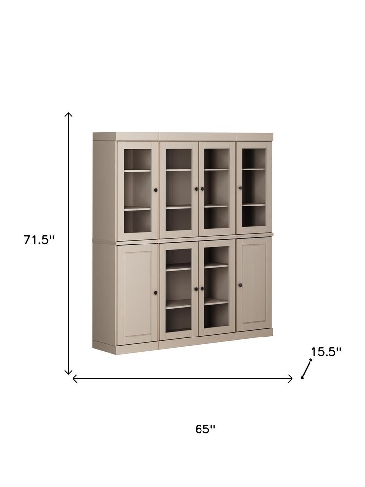 72" Beige Solid Wood 8 Pantry Or Storage Closet — view 3