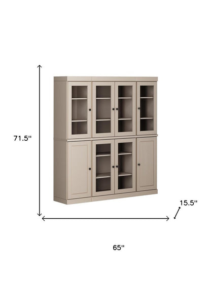 72" Beige Solid Wood 8 Pantry Or Storage Closet HomeRoots