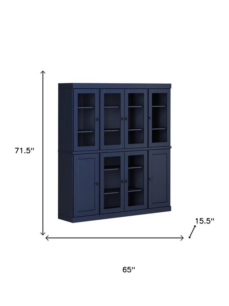 72" Navy Blue Solid Wood 8 Pantry Or Storage Closet HomeRoots
