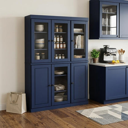 72" Navy Blue Solid Wood 8 Pantry Or Storage Closet HomeRoots