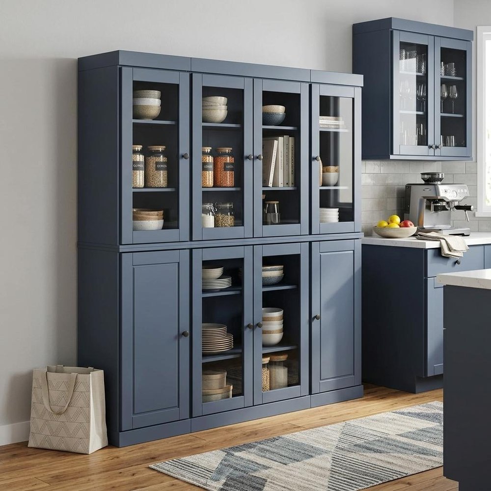 72" French Blue Solid Wood 8 Pantry Or Storage Closet — view 4
