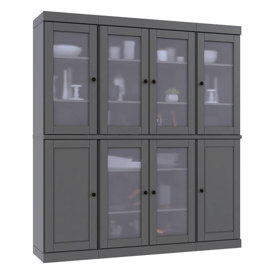 72" Gray Solid Wood 8 Pantry Or Storage Closet