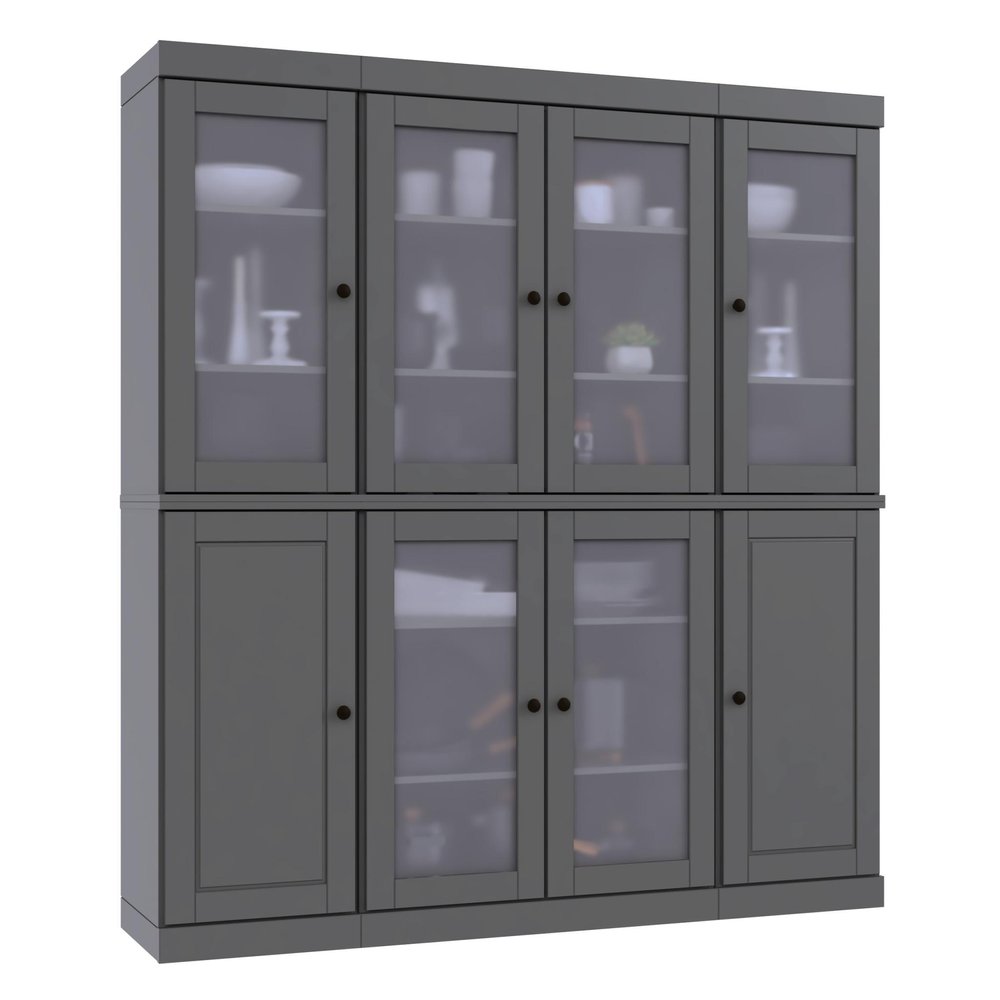 72" Gray Solid Wood 8 Pantry Or Storage Closet HomeRoots