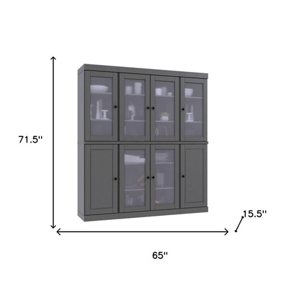 72" Gray Solid Wood 8 Pantry Or Storage Closet HomeRoots