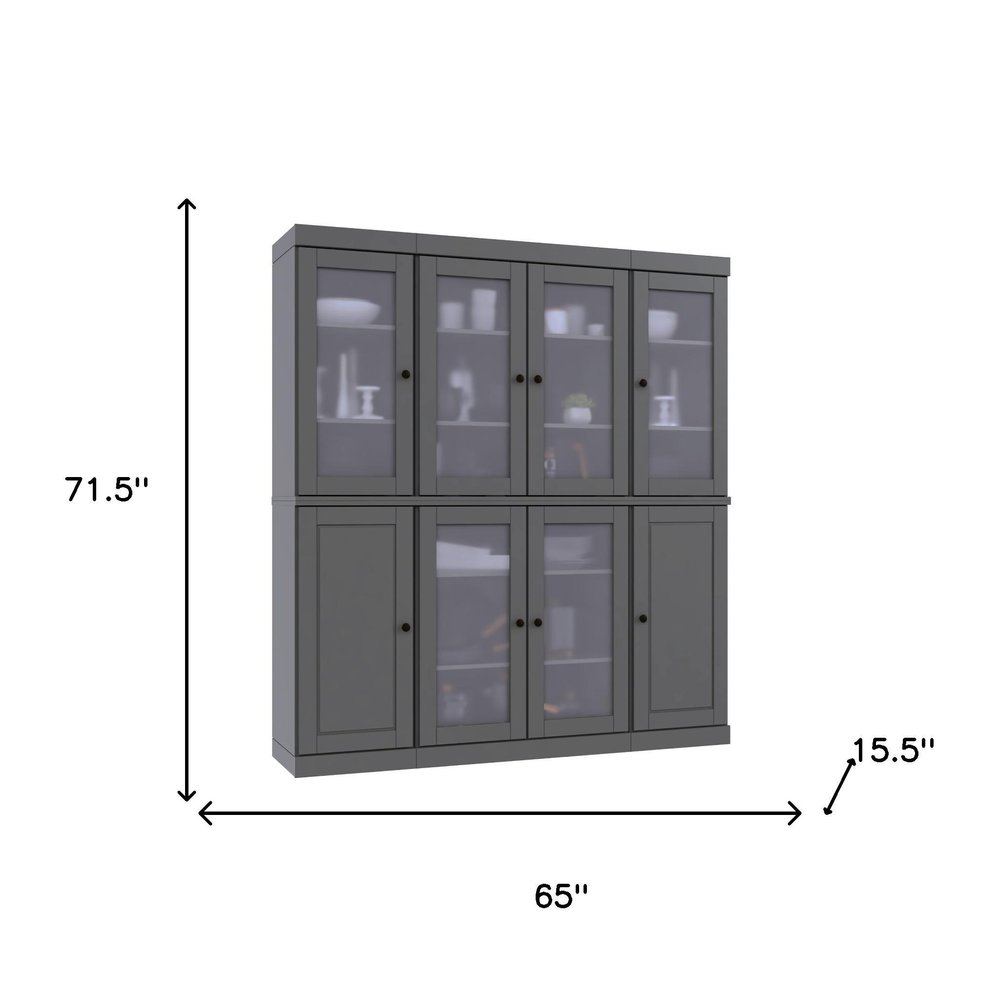 72" Gray Solid Wood 8 Pantry Or Storage Closet — view 1