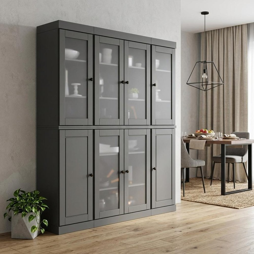 72" Gray Solid Wood 8 Pantry Or Storage Closet — view 2