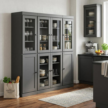 72" Gray Solid Wood 8 Pantry Or Storage Closet HomeRoots