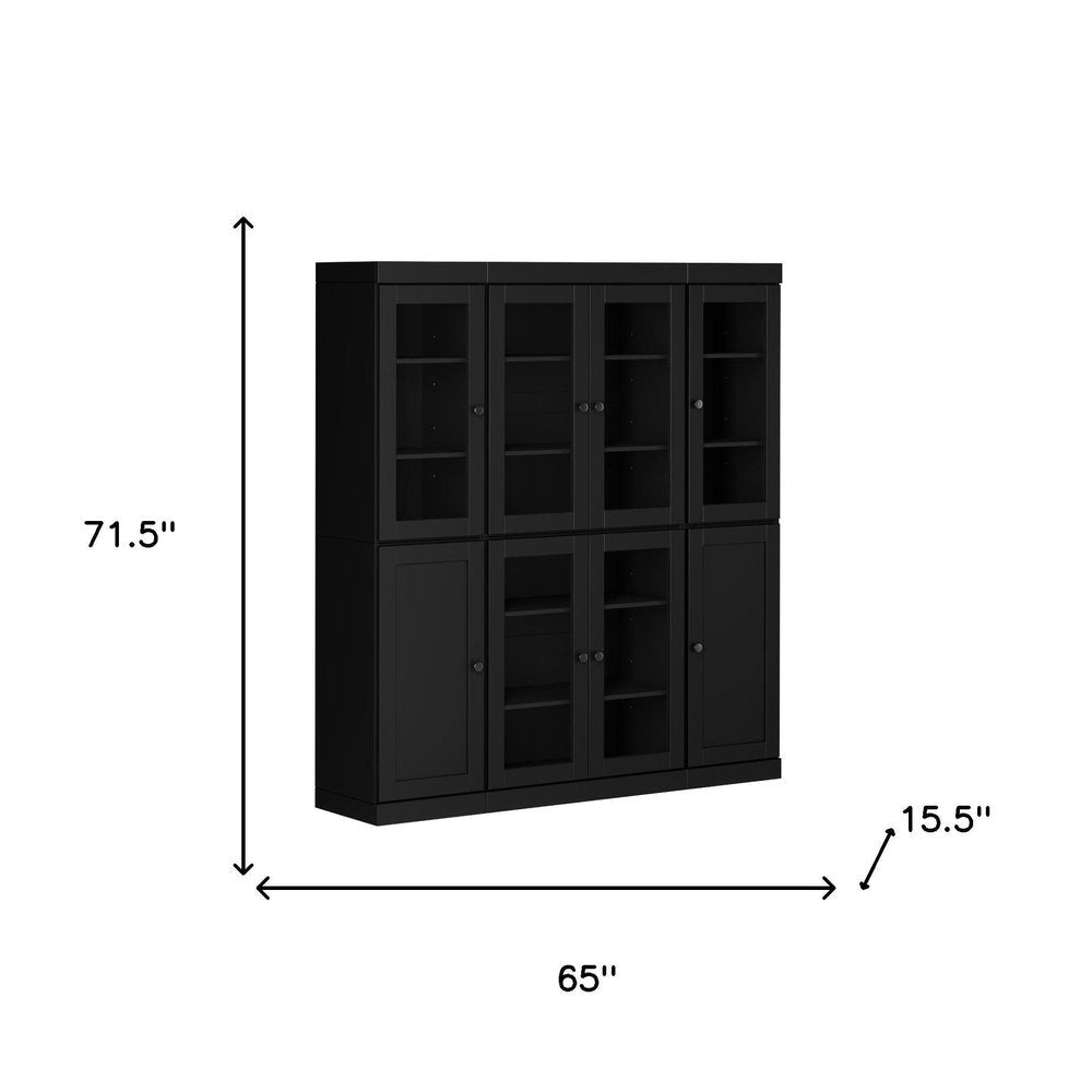72" Black Solid Wood 8 Pantry Or Storage Closet HomeRoots