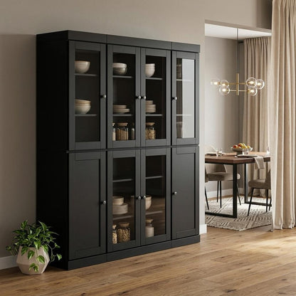 72" Black Solid Wood 8 Pantry Or Storage Closet HomeRoots