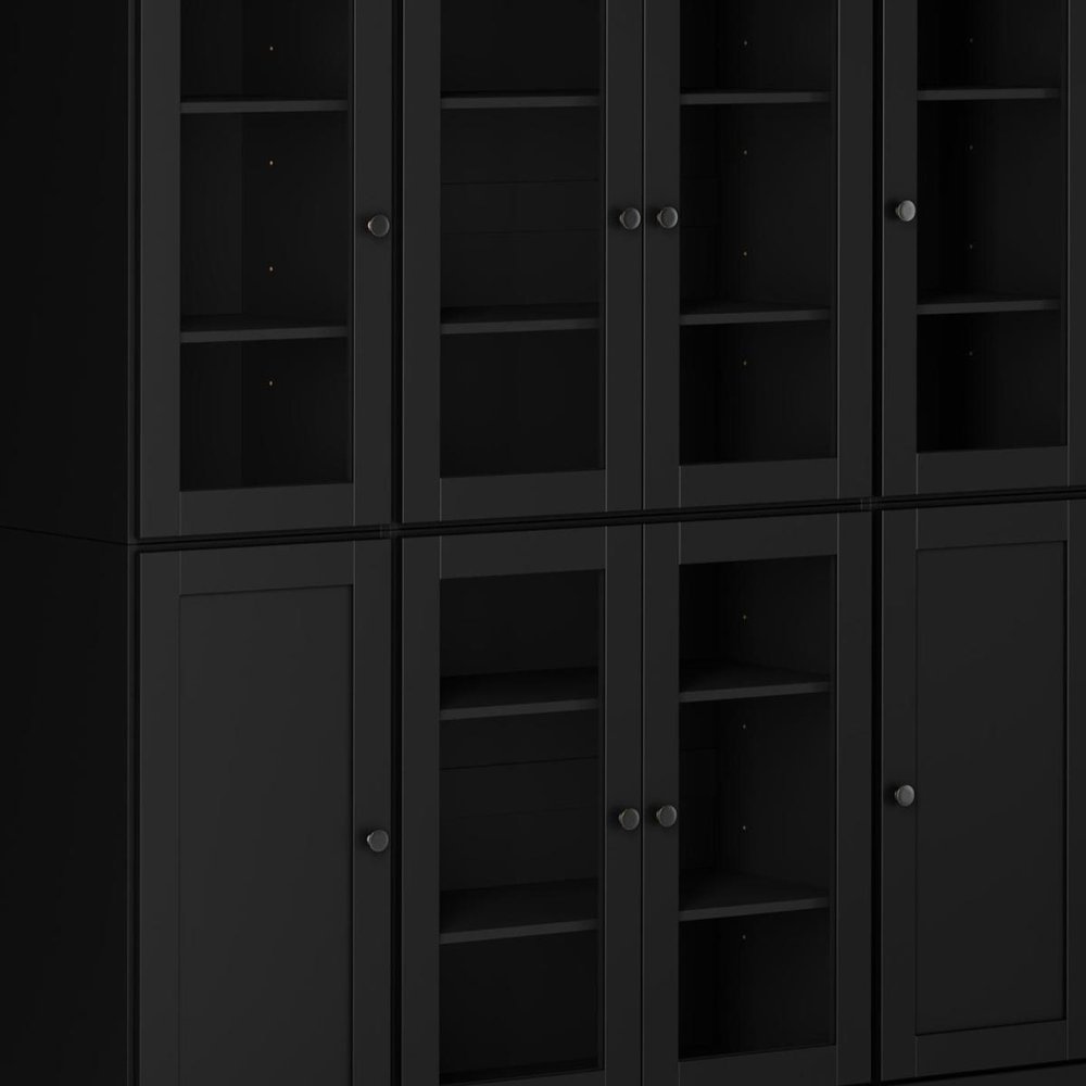 72" Black Solid Wood 8 Pantry Or Storage Closet