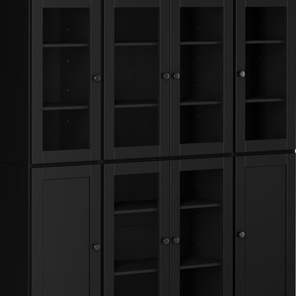 72" Black Solid Wood 8 Pantry Or Storage Closet