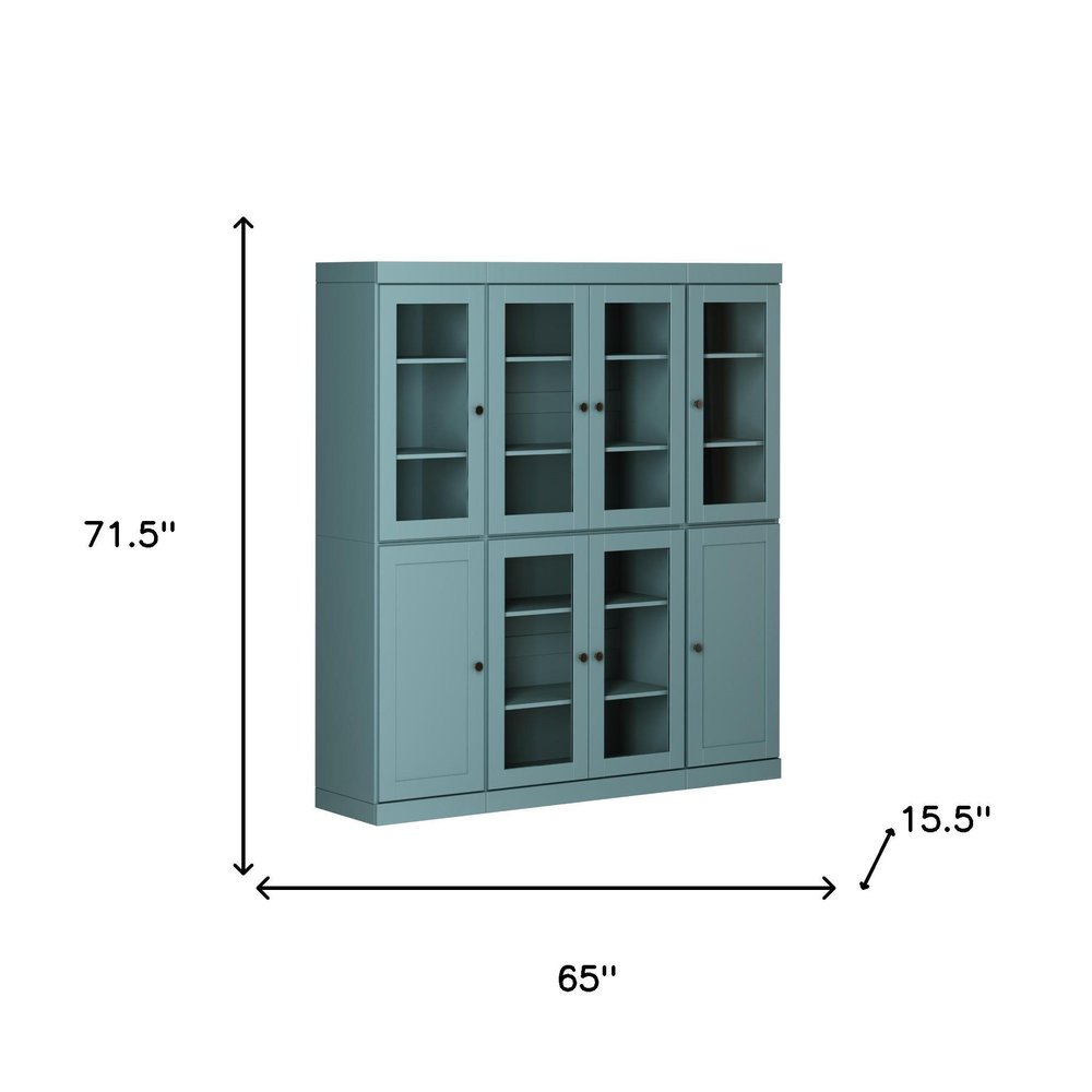 72" Aqua Solid Wood 8 Pantry Or Storage Closet — view 3