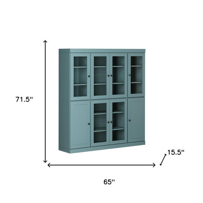 72" Aqua Solid Wood 8 Pantry Or Storage Closet HomeRoots