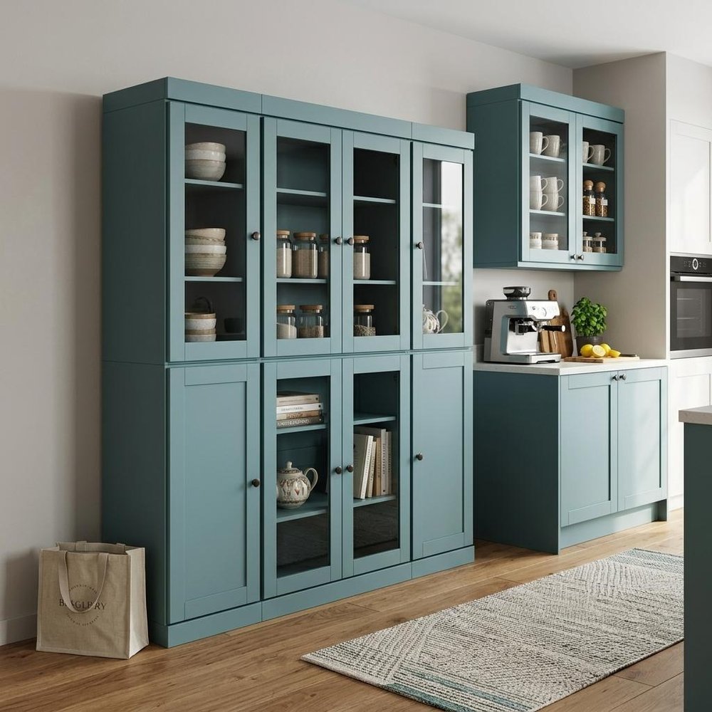 72" Aqua Solid Wood 8 Pantry Or Storage Closet — view 4