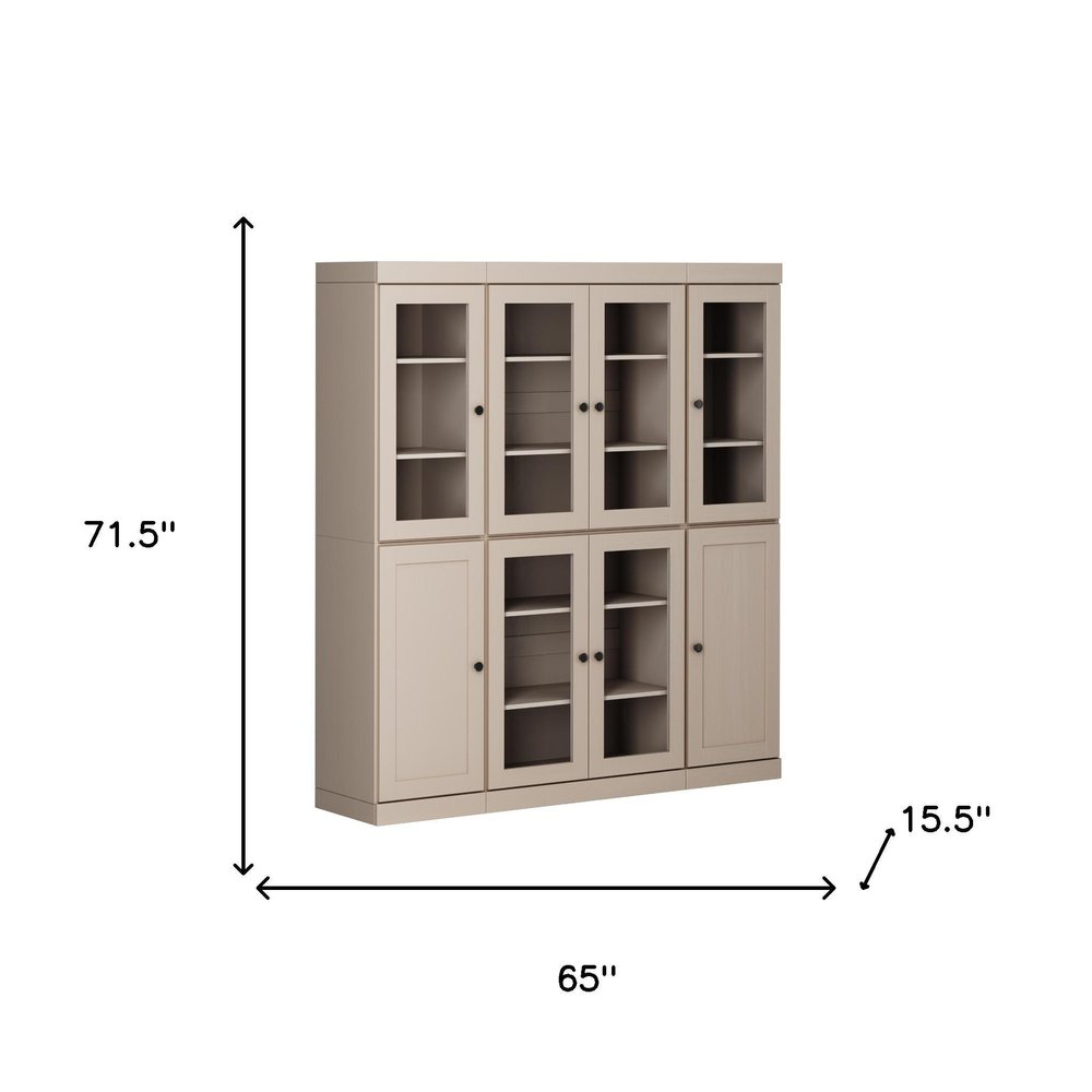 72" Beige Solid Wood 8 Pantry Or Storage Closet — view 3