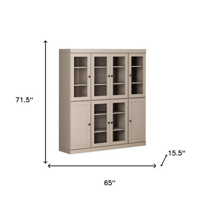 72" Beige Solid Wood 8 Pantry Or Storage Closet