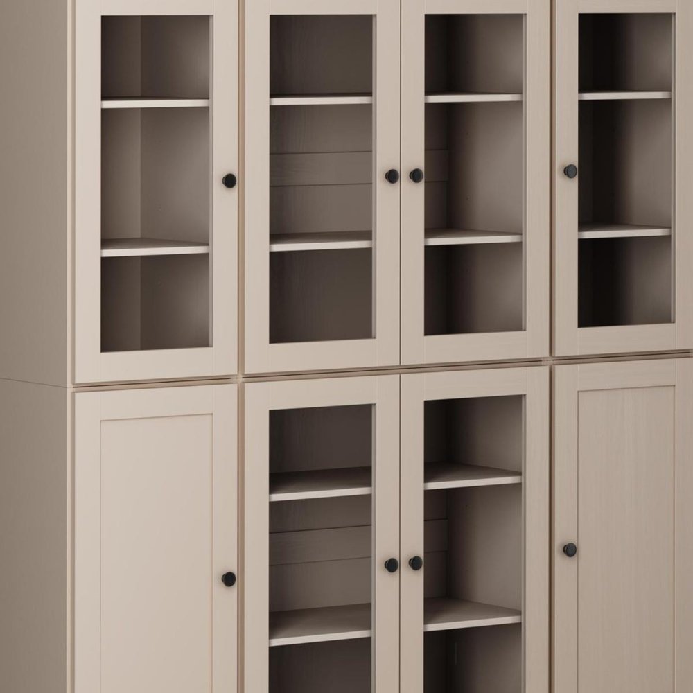 72" Beige Solid Wood 8 Pantry Or Storage Closet