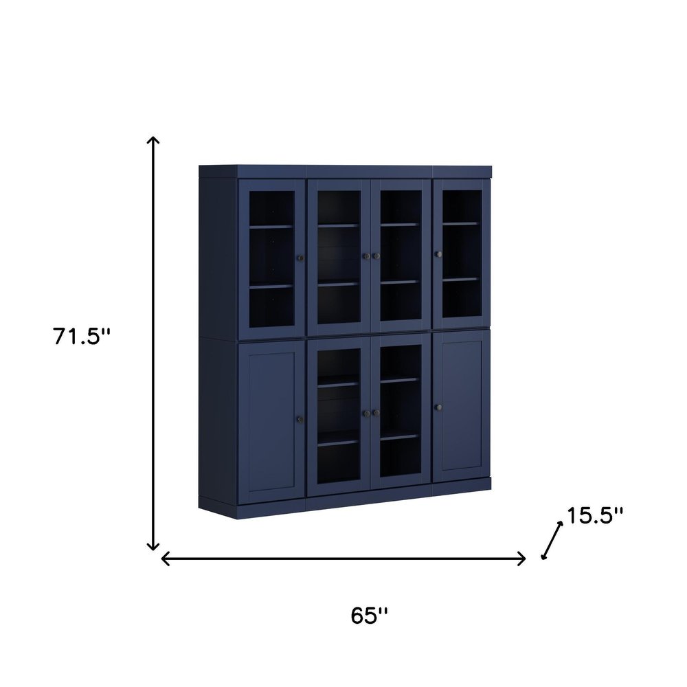 72" Navy Blue Solid Wood 8 Pantry Or Storage Closet HomeRoots