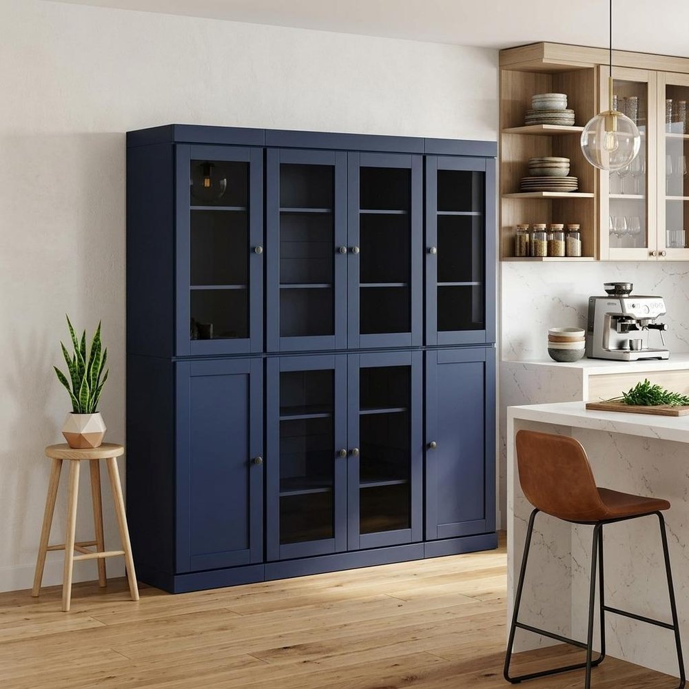 72" Navy Blue Solid Wood 8 Pantry Or Storage Closet — view 4