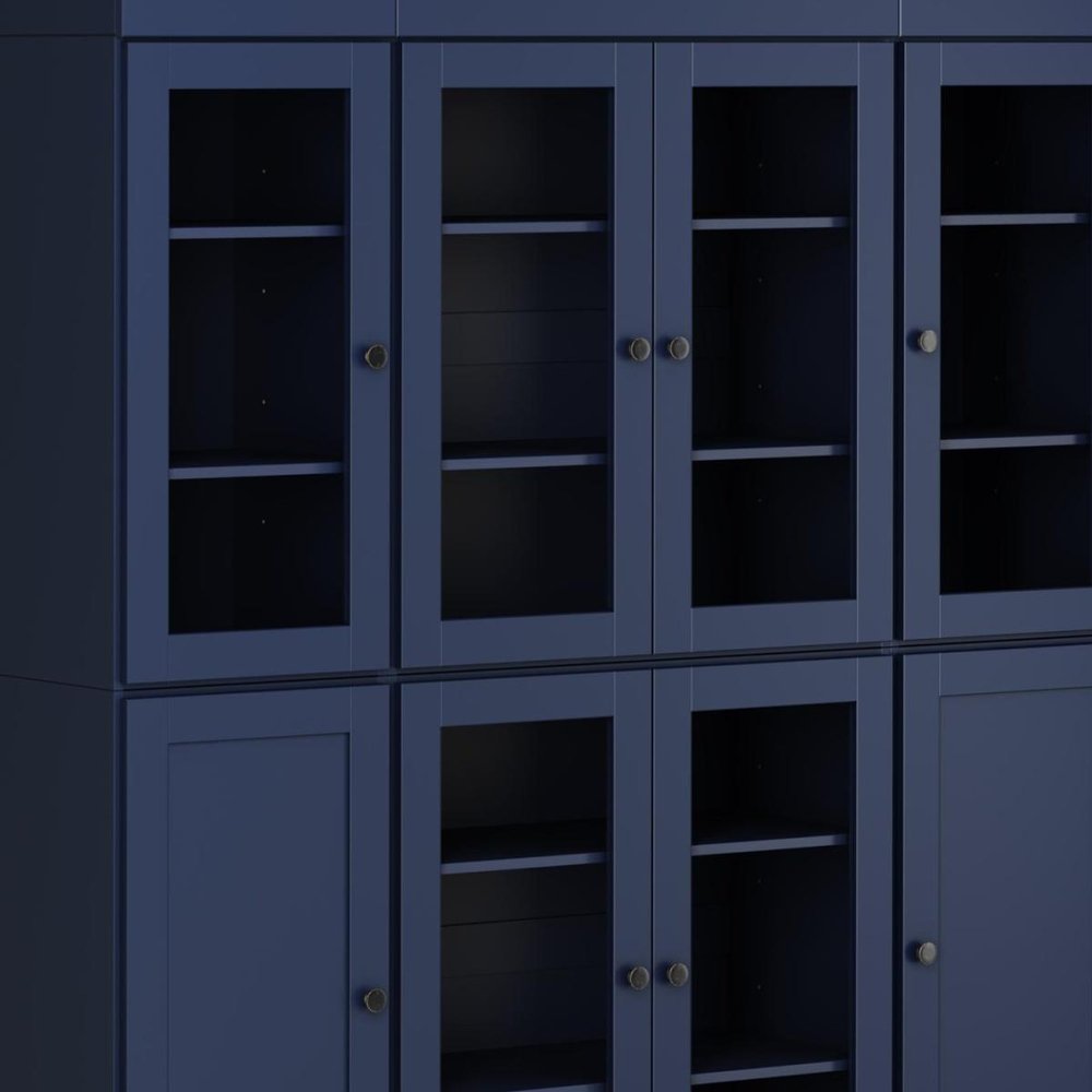 72" Navy Blue Solid Wood 8 Pantry Or Storage Closet