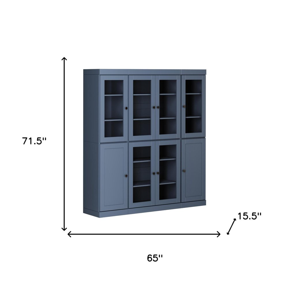 72" French Blue Solid Wood 8 Pantry Or Storage Closet — view 3