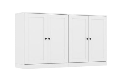 64" White Solid Wood Four Drawer Sideboard With Four Doors